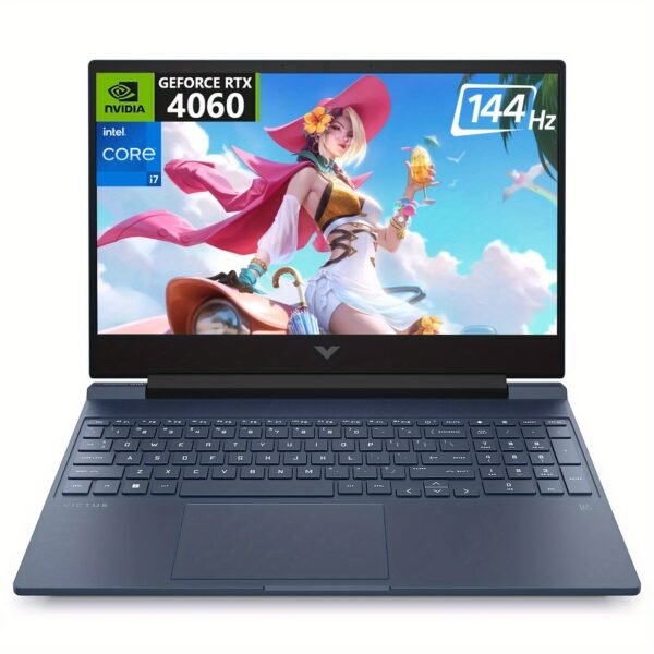 HP Victus 15 Gaming Laptop - 15.6" FHD 144Hz Display, Intel Core i7-13620H, 16GB DDR4, 512GB SSD, GeForce RTX 4060, Backlit Keyboard, Wi-Fi 6, Windows 11 Home, Performance Blue, Rechargeable Lithium Battery, 110-130V Plug, QWERTY Layout, USB Ports, Gaming Laptop | Performance Laptop | Durable Build Quality, Gaming Laptops