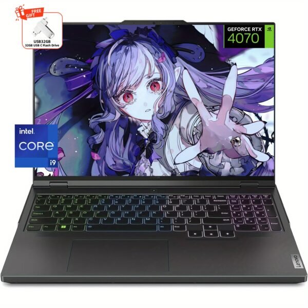 Lenovo Legion Pro 5 Gaming Laptop 16" WQXGA 240Hz Display, Intel i9-14900HX 24-Core, NVIDIA GeForce RTX 4070, 64GB DDR5 RAM, 2TB SSD, Wi-Fi 6E, RGB Backlit Keyboard, Windows 11 Home, 32GB USB, Onyx Grey, Multimedia Editing, Highperformance Gaming, Sleek Modern Design, Stylish Appearance, Fast Ssd Storage, Durable Construction